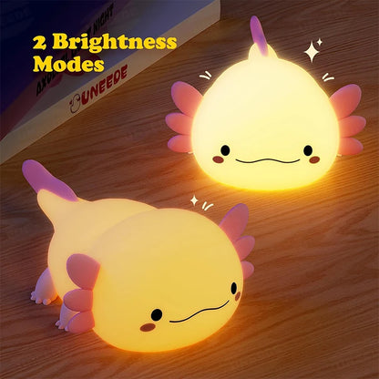 🌙🦎 Magical Axolotl – Kids’ Silicone Night Light with a Soft Glow to Create a Calm Bedtime Atmosphere, USB Rechargeable