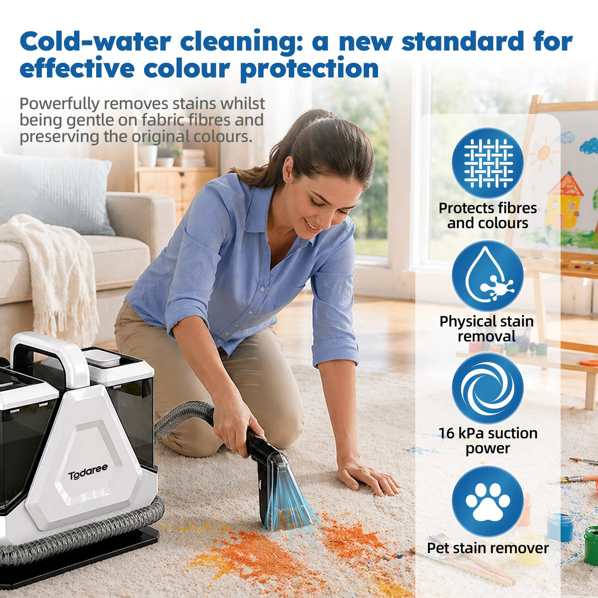 🏠✨ Fresh Home Carpet Cleaner – 750W 16KPa Deep Cleaning Machine for Carpets, Sofas, Upholstery & Fabrics