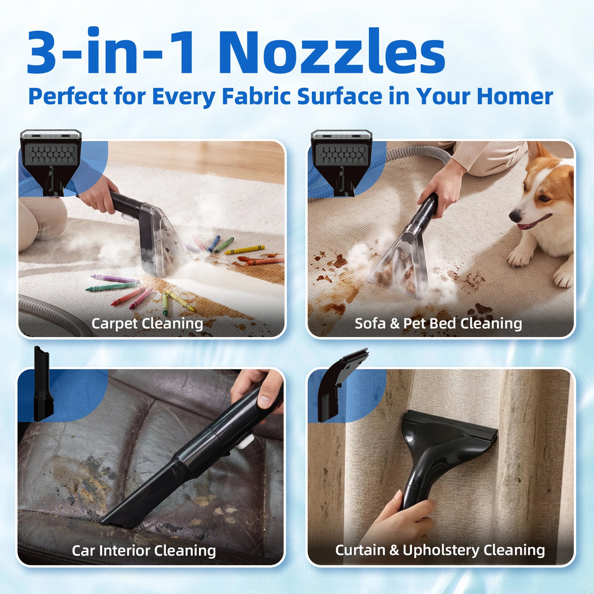 🏠✨ Fresh Home Carpet Cleaner – 750W 16KPa Deep Cleaning Machine for Carpets, Sofas, Upholstery & Fabrics
