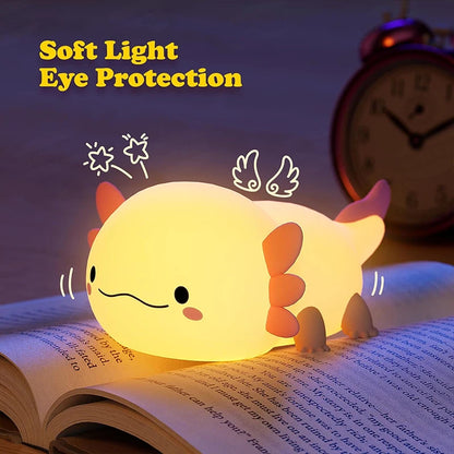 🌙🦎 Magical Axolotl – Kids’ Silicone Night Light with a Soft Glow to Create a Calm Bedtime Atmosphere, USB Rechargeable